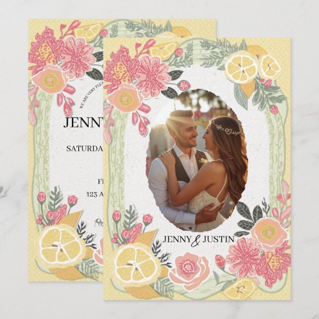 Invitación Celebrar amor foto floral boda (Anverso / Reverso)