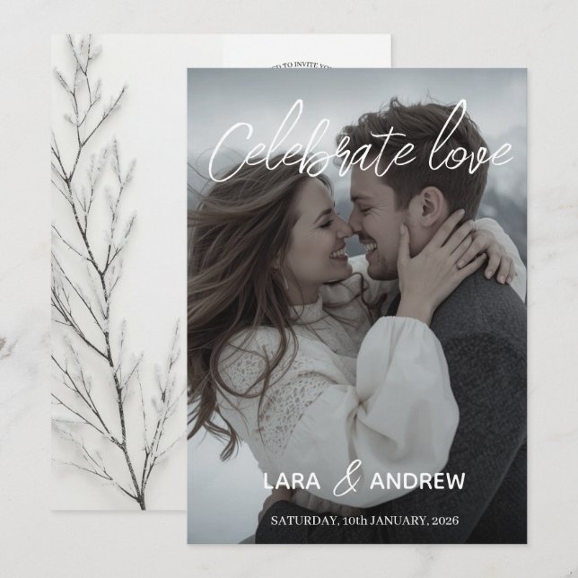 Invitación Celebrar amor personalizado boda simple moderna (Anverso / Reverso)