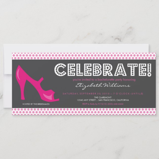 Invitación ¡CELEBRAR! Billboard Bachelorette Invite (rosa) (Anverso)