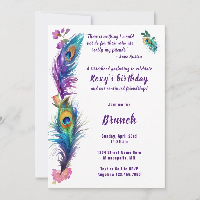 Invitación Celebrar brunch de cumpleaños de amistad de las mu (Anverso)