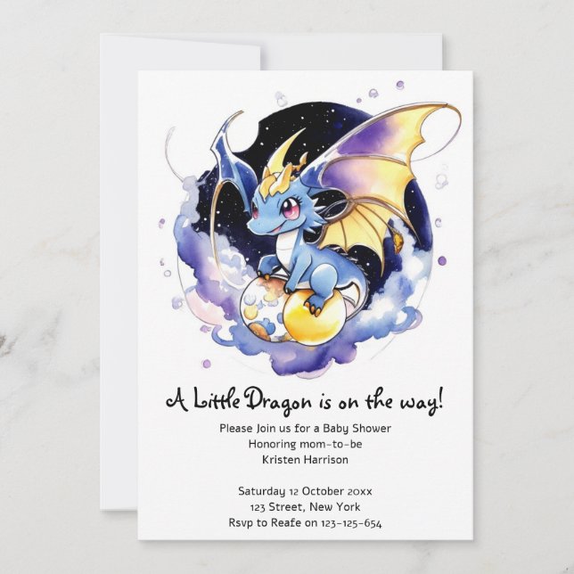 Invitación Celebrar con dragones: Baby Shower (Anverso)