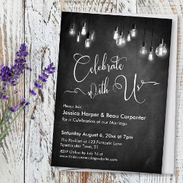 Invitación Celebrar con Edison Lights Chalkboard