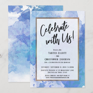 Invitación Celebrar con el Blue Splash de resumen de la front