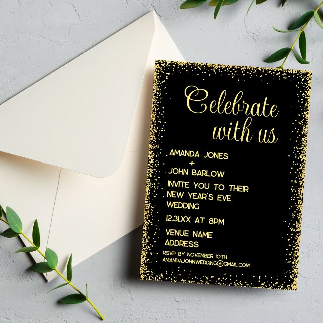 Invitación Celebrar con el oro mínimo del Boda de Año Nuevo (Subido por el creador)