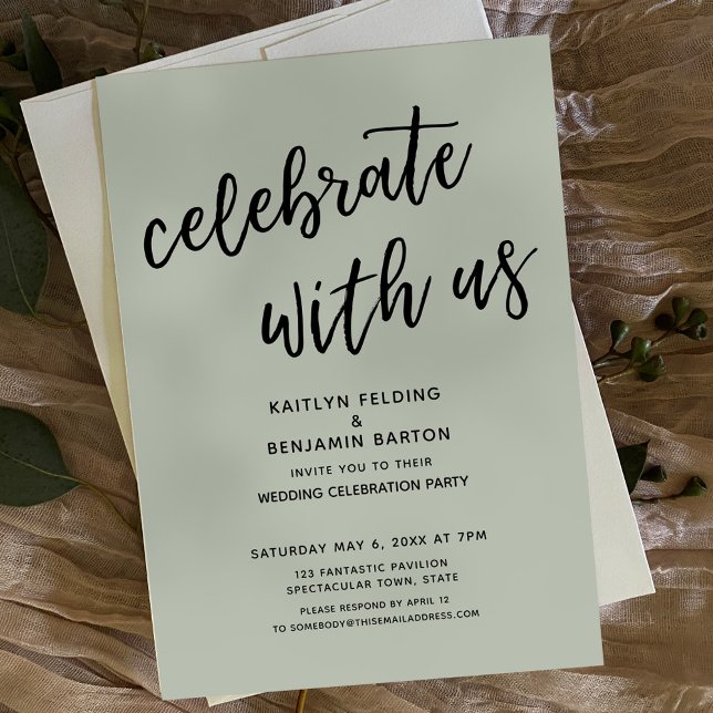 Invitación Celebrar con el partido Casual Sage Green Wedding (Subido por el creador)