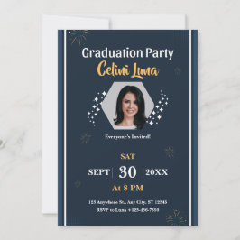 Invitación Celebrar con estilo: graduación moderna de azul os