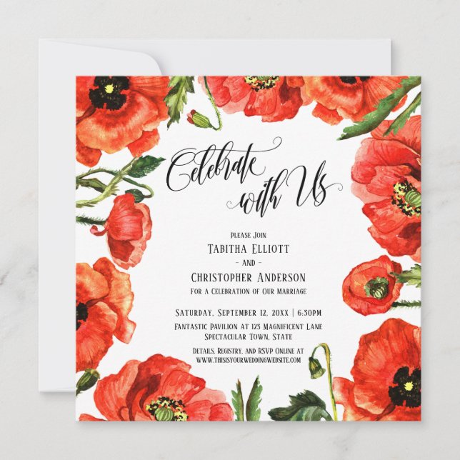 Invitación Celebrar con la recepción de la corona roja de los (Anverso)