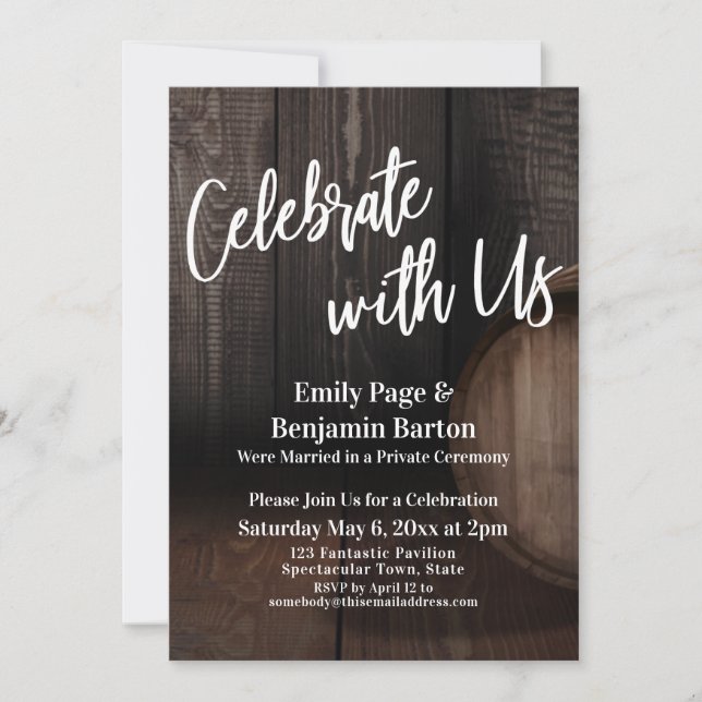 Invitación Celebrar con la recepción del barril de madera de  (Anverso)