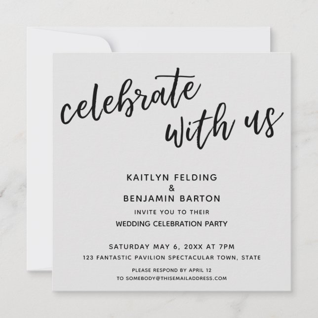 Invitación Celebrar con la recepción moderna de Bodas Gris de (Anverso)
