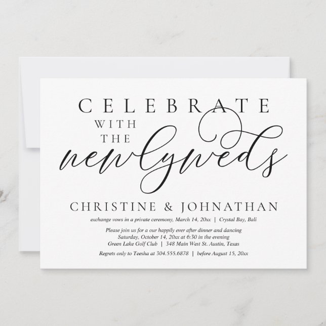 Invitación Celebrar con los recién casados, Boda Cena (Anverso)