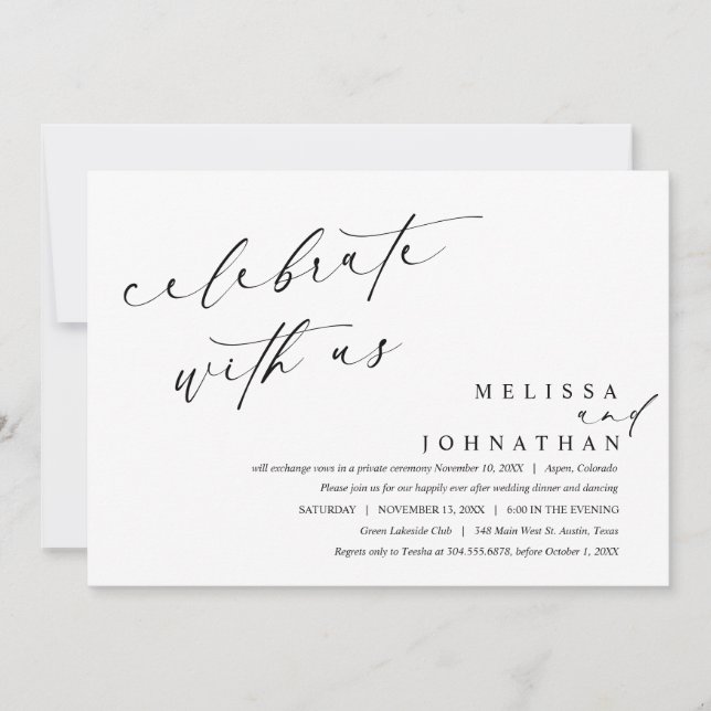 Invitación Celebrar con los recién casados, Boda Cena (Anverso)