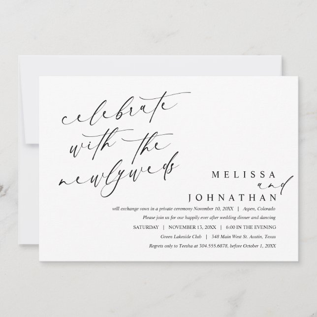 Invitación Celebrar con los recién casados, Boda Cena (Anverso)