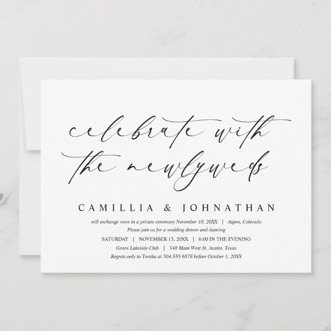 Invitación Celebrar con los recién casados, Boda Elopement (Anverso)
