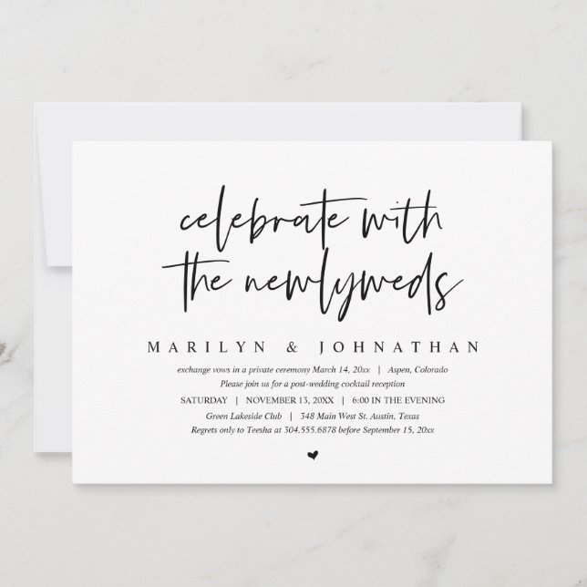 Invitación Celebrar con los recién casados, Boda Elopement (Anverso)