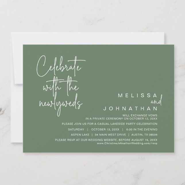 Invitación Celebrar con los recién casados, Boda Elopement In (Anverso)