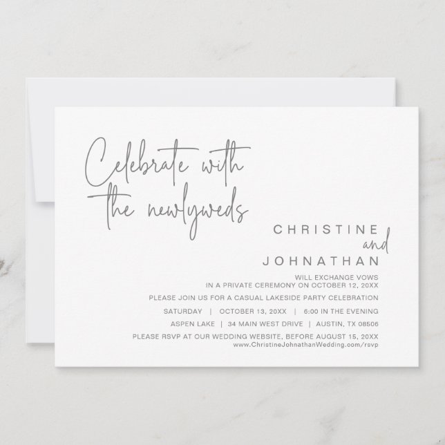 Invitación Celebrar con los recién casados, Boda Elopement In (Anverso)