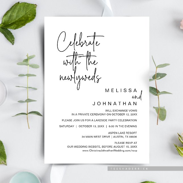 Invitación Celebrar Con Los Recién Matados, El Boda Elopement (Celebrate with the newlyweds, Post wedding elopement brunch / dinner celebration invitation card)