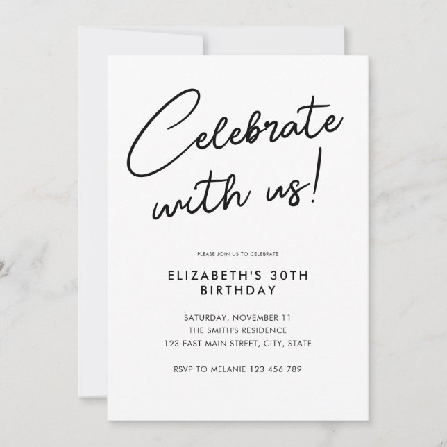 Invitación Celebrar con nosotros 30° cumpleaños (Anverso)