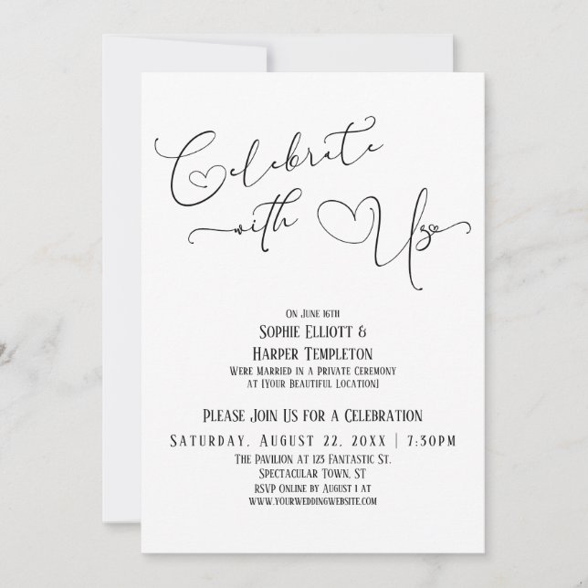 Invitación Celebrar con nosotros Bonito, recepción simple sol (Anverso)