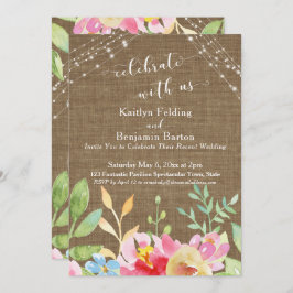 Invitación Celebrar con nosotros, Burlap, Flores y Luces