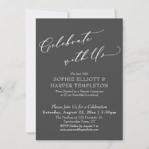 Invitación Celebrar con nosotros elegante recepción gris oscu