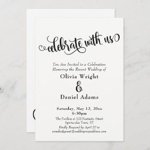 Invitación Celebrar con nosotros negrita recepción en blanco