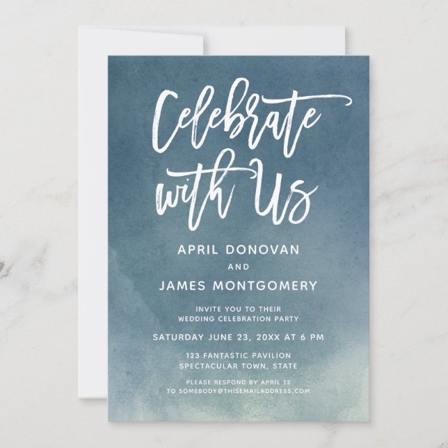 Invitación Celebrar con Us Brush Typography Ombre (Anverso)