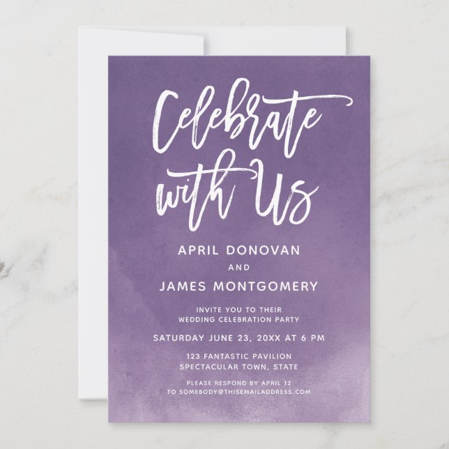 Invitación Celebrar con Us Brush Typography Ombre (Anverso)