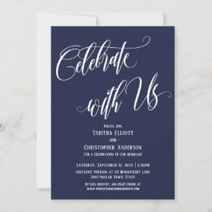Invitación Celebrar con Us elaborado guión azul de la marina