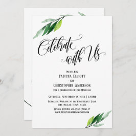 Invitación Celebrar con Us Elaborado Script y Greenery
