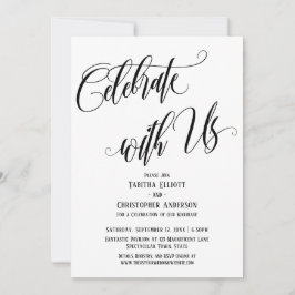 Invitación Celebrar con Us un guión elaborado blanco negro
