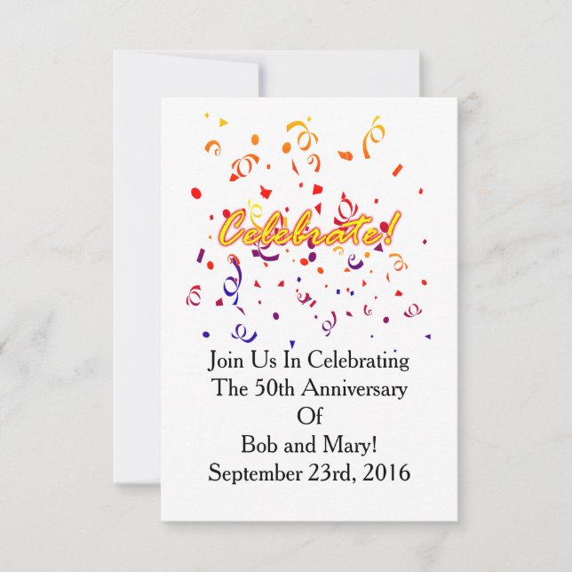 Invitación Celebrar Confetti (Anverso)