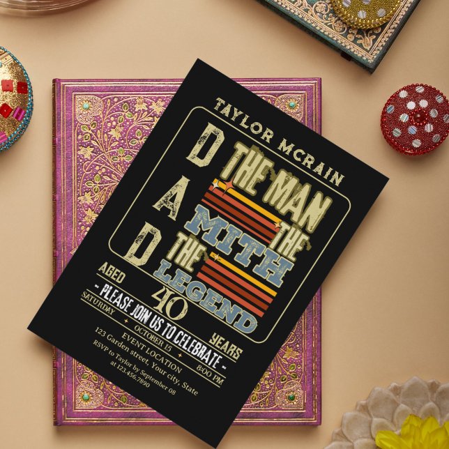 Invitación Celebrar cualquier edad: El hombre, el mito, la le (The Man, The Myth, The Legend Birthday Invitation )