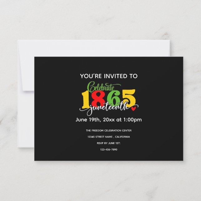 Invitación Celebrar el 16 de junio: Libertad desde 1865 (Reverso)
