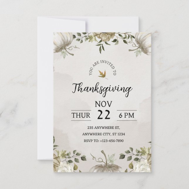 Invitación Celebrar el Día de Acción de Gracias con nuestra c (Anverso)
