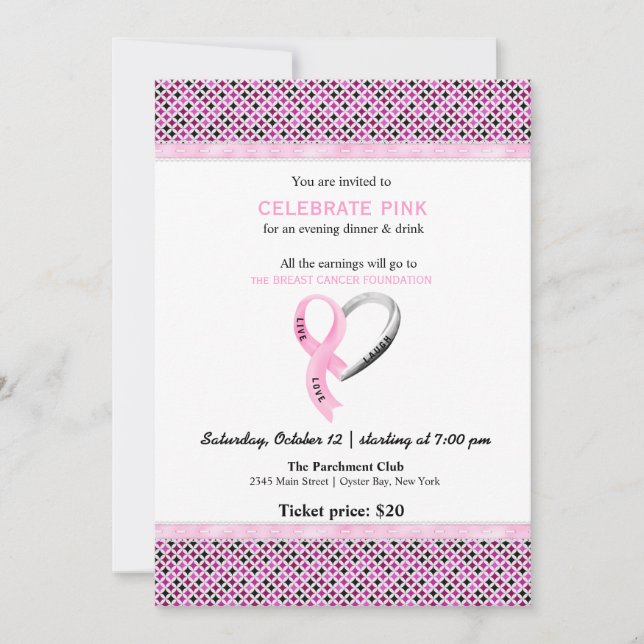 Invitación Celebrar el evento Pink (Anverso)