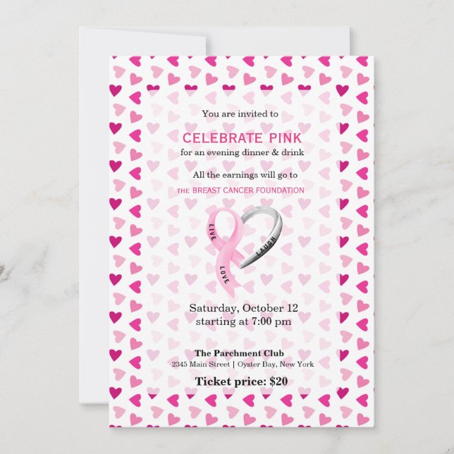 Invitación Celebrar el evento Pink (Anverso)