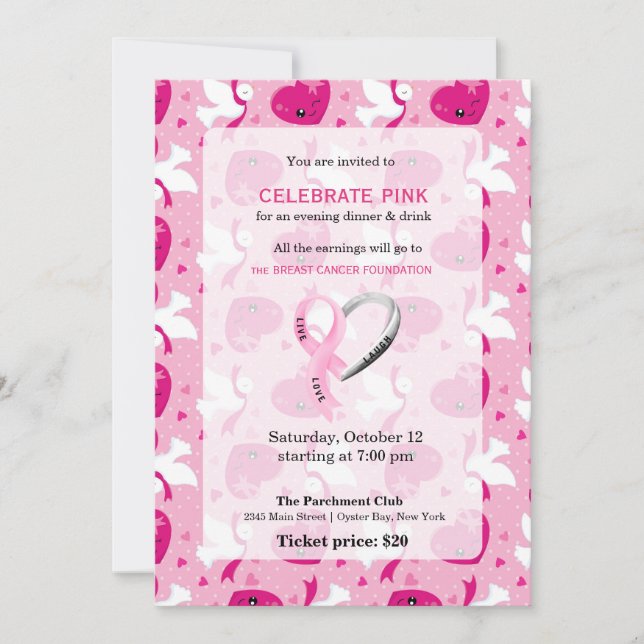 Invitación Celebrar el evento Pink (Anverso)