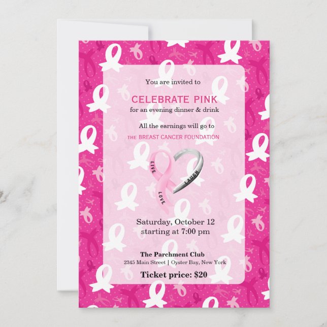 Invitación Celebrar el evento Pink (Anverso)
