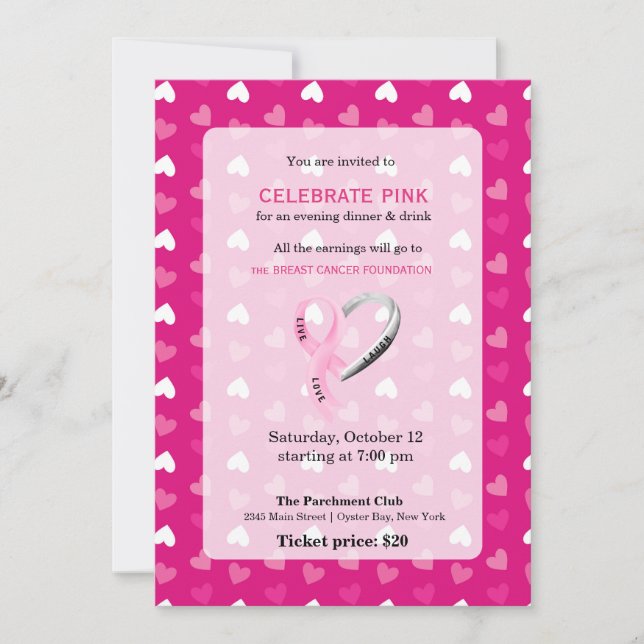 Invitación Celebrar el evento Pink (Anverso)