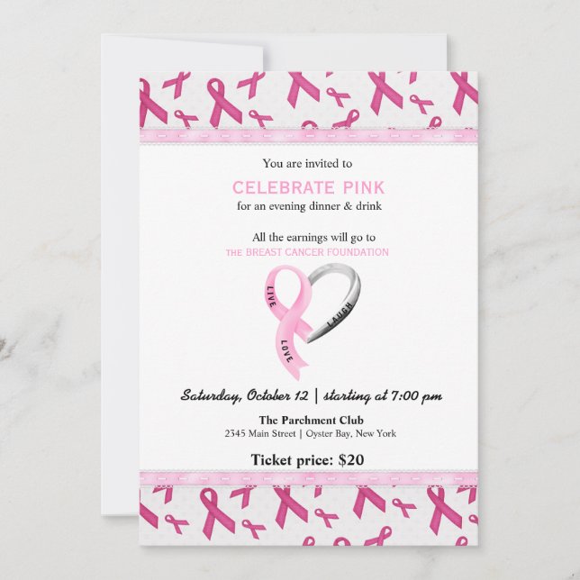 Invitación Celebrar el evento Pink (Anverso)