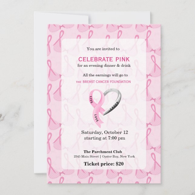 Invitación Celebrar el evento Pink (Anverso)