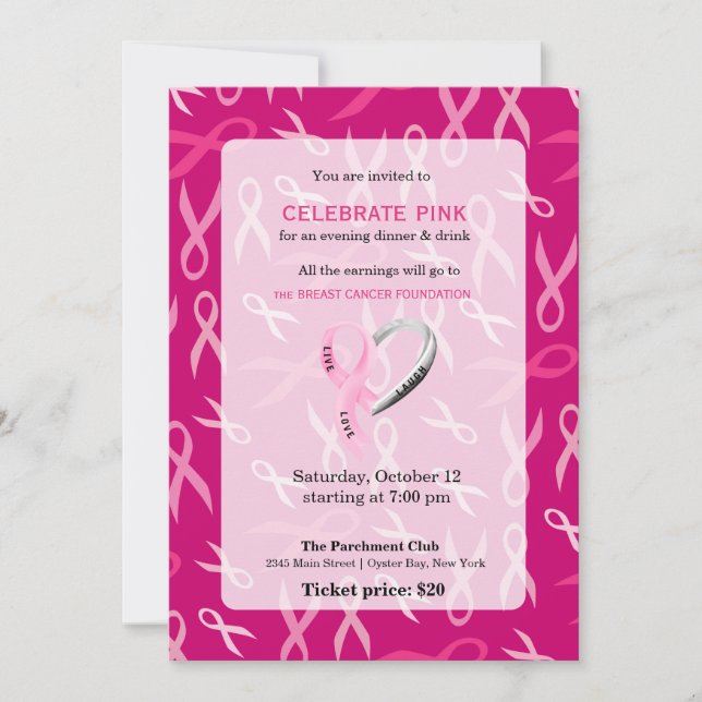 Invitación Celebrar el evento Pink (Anverso)