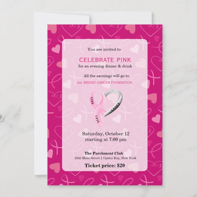 Invitación Celebrar el evento Pink (Anverso)
