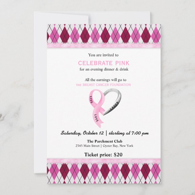 Invitación Celebrar el evento Pink (Anverso)