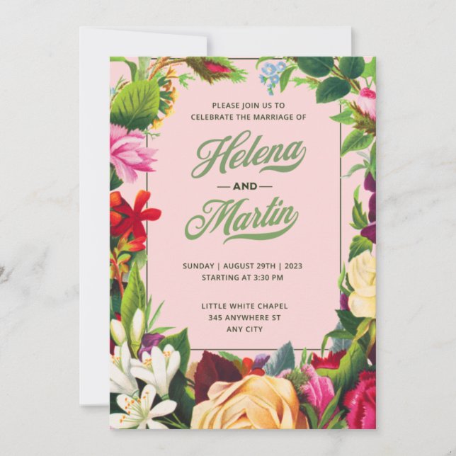 Invitación Celebrar el matrimonio al estilo floral Boda (Anverso)