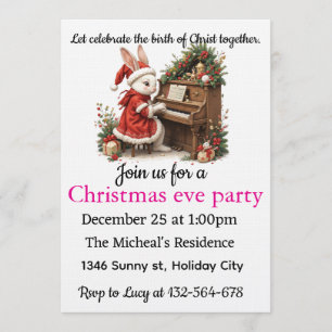 Invitación Celebrar el nacimiento de Cristo Conejo Blanco Nav