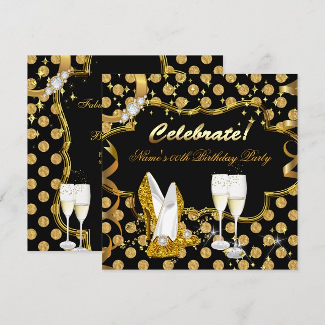 Invitación Celebrar el Relieve metalizado de la Faux del oro  (Anverso / Reverso)