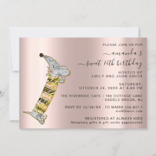 Invitación Celebrar en estilo con Rosa dulce perro 16