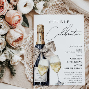 Invitación Celebrar en fiesta de cumpleaños doble estilo